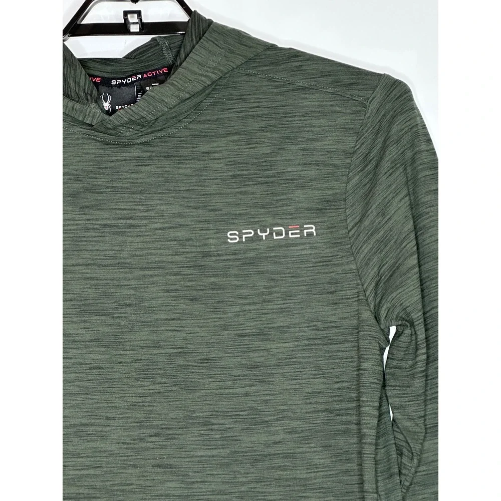 Spyder Active Pullover Hoodie Long‎ Sleeve Athletic Green Heathered Mens Medium
